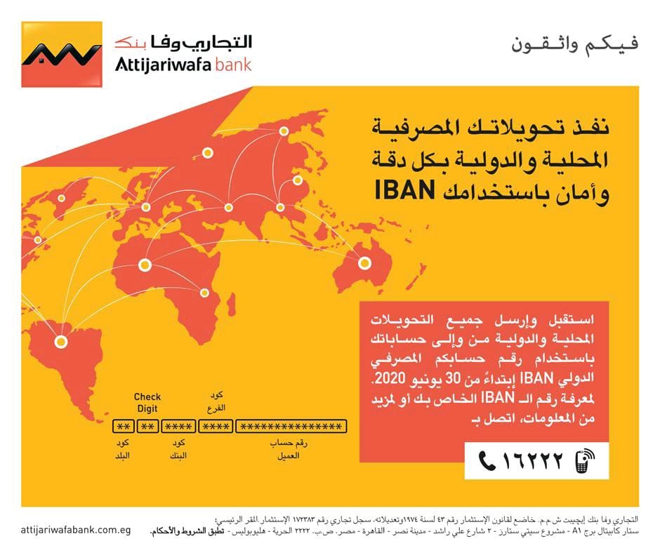 بنكي التجاري وفا بنك مصر يبدأ استخدام الحساب المصرفي الدولي IBAN