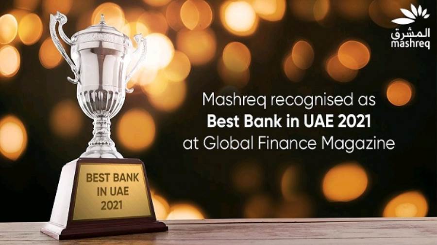 بنك المشرق يحصد جائزة أفضل بنك في الإمارات العربية المتحدة 2021