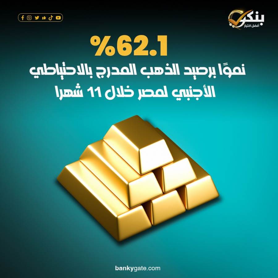  البنك المركزي: الذهب المدرج بالاحتياطي الأجنبي يرتفع إلى 17.25 مليار دولار بنهاية نوفمبر 2025 