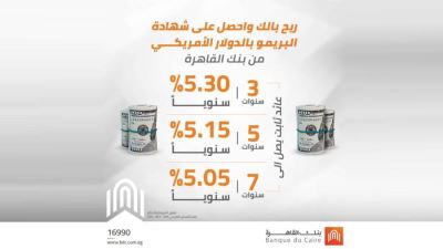 بنك القاهرة يرفع الفائدة على الشهادة الدولارية